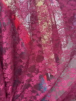 Load image into Gallery viewer, Burgundy Vintage Stretch Floral Lace 4 way poly  spandex Fabric By The Yard Wedding, Prom, Dresses, Lingerie, Pageant
