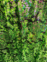Load image into Gallery viewer, Green Multi animal hologram stretch spandex fabric SOLD BY YARD 60 inches wide
