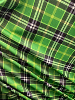 Load image into Gallery viewer, Plaid Lime black Spande 4 way stretch 58" wide
