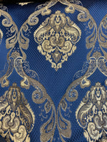 Load image into Gallery viewer, Damask on Midnight Renaissance Jacquard  Upholstery drapery fabric by the yard

