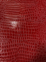 Load image into Gallery viewer, Vinyl faux leather 54" RED Crocodile embossedUpholstery fabric
