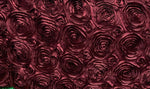 Load image into Gallery viewer, Burgundy satin Rosette 3D Flower fabric BY THE YARD 54" Wide
