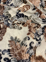 Load image into Gallery viewer, Floral Stretch raised burnout Velvet nude lace  Draping, Curtains, Appeal Dresses 100% POLYESTER
