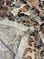 Load image into Gallery viewer, Floral Stretch raised burnout Velvet nude lace  Draping, Curtains, Appeal Dresses 100% POLYESTER
