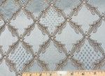 Load image into Gallery viewer, Jacquard Diamond Azure Renaissance Upholstery drapery fabric by the yard
