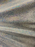 Load image into Gallery viewer, White hologram pebbles design hologram metallic nylon spandex 4-way Stretch 58/60” Sold by the YD
