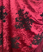 Load image into Gallery viewer, Black floral Crushed Stretch Burgundy Velvet 4-WAY Stretch Fabric
