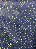 Load image into Gallery viewer, Navy bandana cotton paisley print  By the yard 60” wide
