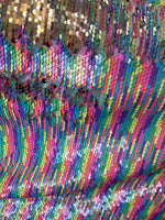 Load image into Gallery viewer, Multi color on Sequins Roll Over  silver Fabric Wedding Prom Quinceanera Sweet 16 Dance Clothing 52" Wide
