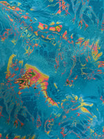 Load image into Gallery viewer, Turquoise Hologram swirl spandex Swimsuit clothing Fabric by the yard
