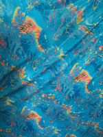 Load image into Gallery viewer, Turquoise Hologram swirl spandex Swimsuit clothing Fabric by the yard
