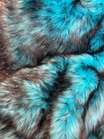 Load image into Gallery viewer, Husky Turquoise  faux Synthetic Fur upholstery Fabric by the yard 60" wide
