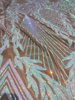 Load image into Gallery viewer, Jewel ,lavender iridescent , Big Print, Sequin, 4-way Stretch, Fabric 54" By the Yard, Wedding, Prom, Dresses, Lingerie, Pageant
