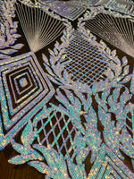 Load image into Gallery viewer, Jewel ,iridescent purple necklace black, Sequin, 4-way Stretch, Fabric 54" By the Yard
