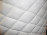 Load image into Gallery viewer, Quilted Vinyl Upholstery White fabric with 3/8" Foam Backing fabric by the yard 52" Wide
