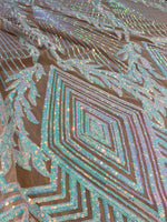 Load image into Gallery viewer, Jewel ,lavender iridescent , Big Print, Sequin, 4-way Stretch, Fabric 54" By the Yard, Wedding, Prom, Dresses, Lingerie, Pageant
