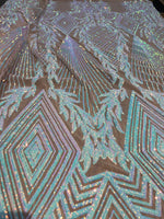 Load image into Gallery viewer, Jewel ,lavender iridescent , Big Print, Sequin, 4-way Stretch, Fabric 54" By the Yard, Wedding, Prom, Dresses, Lingerie, Pageant

