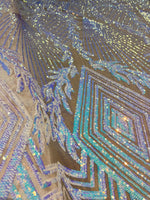 Load image into Gallery viewer, Jewel ,purple  iridescent , Big Print, Sequin, 4-way Stretch, Fabric 54" By the Yard
