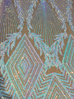 Load image into Gallery viewer, Jewel ,purple  iridescent , Big Print, Sequin, 4-way Stretch, Fabric 54" By the Yard
