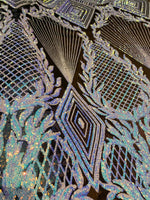 Load image into Gallery viewer, Jewel ,iridescent purple necklace black, Sequin, 4-way Stretch, Fabric 54" By the Yard
