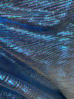 Load image into Gallery viewer, Mermaid Blue Pleated Glitz Sequin Mesh Fabric By The Yard
