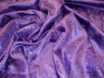 Load image into Gallery viewer, Purple Jacquard Satin Floral 58" wide per yard
