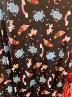 Load image into Gallery viewer, Stretch spandex Mix cupcake robot SOLD BY YARD 60 inches wide
