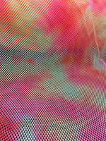 Load image into Gallery viewer, Pink tie dye Shiny Fishnet Nylon Spandex 60" Sold by Yard  58" wide  Sportswear, Athletic
