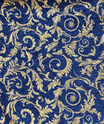 Load image into Gallery viewer, Navy Saxon leaf chenille Upholstey drapery and much more fabric by the yard
