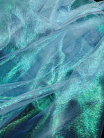 Load image into Gallery viewer, Aqua Crush Iridescent Shimmer Fantasy Organza, 45" Wide, Sells by the Yard

