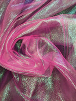 Load image into Gallery viewer, Neon pink Crush Iridescent Shimmer Fantasy Organza, 45" Wide, Sells by the Yard
