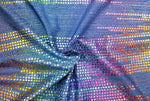Load image into Gallery viewer, Royal mini square lines Nylon Spandex print fabric. Great for Dancewear, costumes, leggings. Sold by the Yard.
