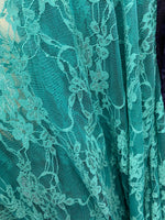 Load image into Gallery viewer, Teal Vintage Stretch Floral Lace 4 way poly  spandex Fabric By The Yard Wedding, Prom, Dresses, Lingerie, Pageant
