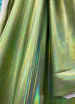 Load image into Gallery viewer, Green Iridescent Blue Metallic Foil 4Way Stretch Spandex fabric BY THE YARD swimwear dancewear costume 60" Wide
