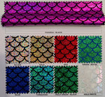 Load image into Gallery viewer, Mermaid Hologram 4 way Spandex Metallic foil scales Fabric by the yard
