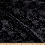 Load image into Gallery viewer, Black  Jacquard fabric Satin Floral 58" wide per yard
