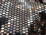Load image into Gallery viewer, Silver Honeycomb Mirror Sequins on Spandex, 58/60 inch wide, sold by the yard
