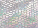 Load image into Gallery viewer, Iridescent White Honeycomb Mirror Sequins Spandex, 58/60 inch wide
