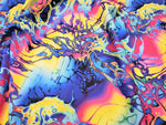 Load image into Gallery viewer, Multi color psychedelic lava Nylon Spandex print fabric. Great for Dancewear, costumes, leggings. Sold by the Yard.
