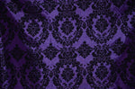 Load image into Gallery viewer, Taffeta Purple Black Flocking Damask polyester fabric by yard 60" wide
