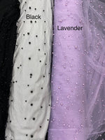 Load image into Gallery viewer, Scattered Pearls Studded Mesh, 2-Way Stretch Fabric per yard
