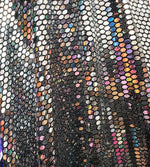Load image into Gallery viewer, Silver Honeycomb Mirror Sequins on Spandex, 58/60 inch wide, sold by the yard
