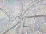 Load image into Gallery viewer, Iridescent White Honeycomb Mirror Sequins Spandex, 58/60 inch wide
