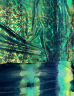 Load image into Gallery viewer, Blue King snake design tie dye metallic nylon spandex iridescent foil 4way 58/60"
