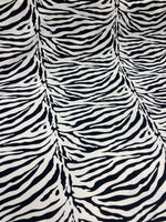 Load image into Gallery viewer, Zebra black white #2 stretch spandex fabric 60 inches wide

