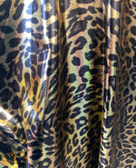 Load image into Gallery viewer, Black  leopard on gold Nylon Spandex  dance swimsuits stretch 58" wide  Sportswear
