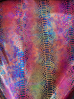 Load image into Gallery viewer, Iridescent Snake Scales Hologram Nylon Spandex Fabric dance swimsuits 4 way stretch 58" wide  Sportswear, Athletic
