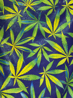 Load image into Gallery viewer, Green yellow blue Nylon with glitter spandex multicolored FLOWER  (PLANT) leaves print sold by the yard
