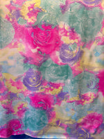 Load image into Gallery viewer, Floral multi  pastel stretch spandex SOLD BY YARD 60 inches wide
