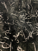 Load image into Gallery viewer, Black shaggy with feather  faux fur  fabric per yard 60" wide
